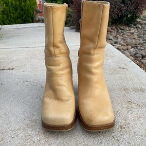 Beige heeled boots